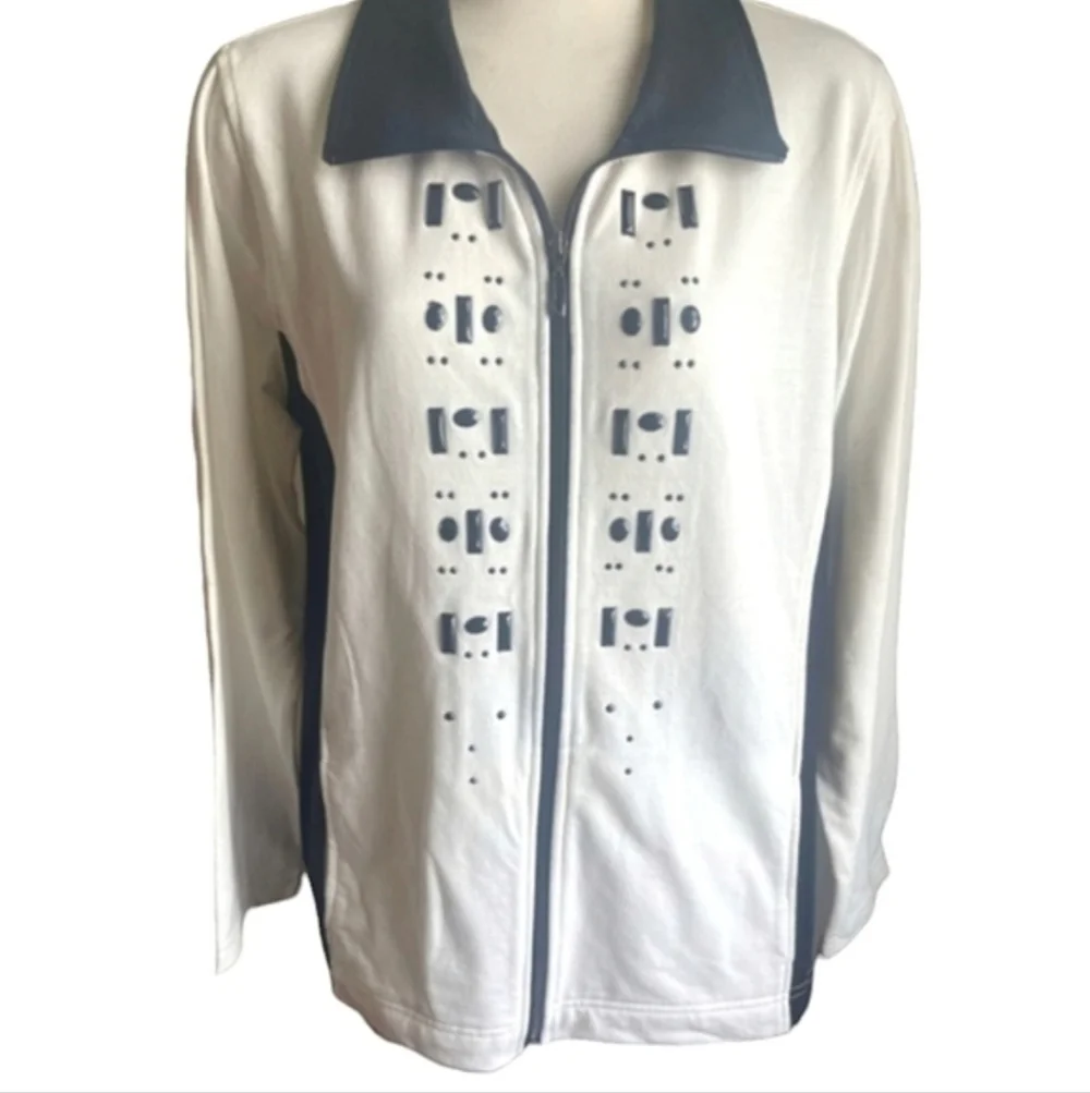 Three Hearts Women's Jacket Zip Front Closure Black Embellishment Si… - Picture 8 of 11